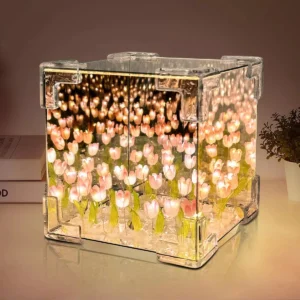 lámpara Cubo Infinito con Tulipanes